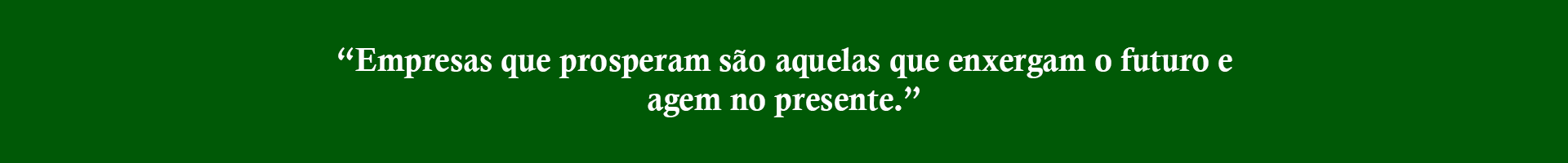 Empresas que prosperam são aquelas que enxergam o futuro e agem no presente.